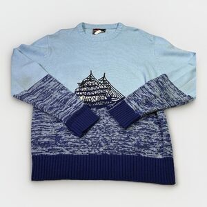 Vintage Youngloods Sailboat Knit Sweater Blue Nautical Crewneck Medium